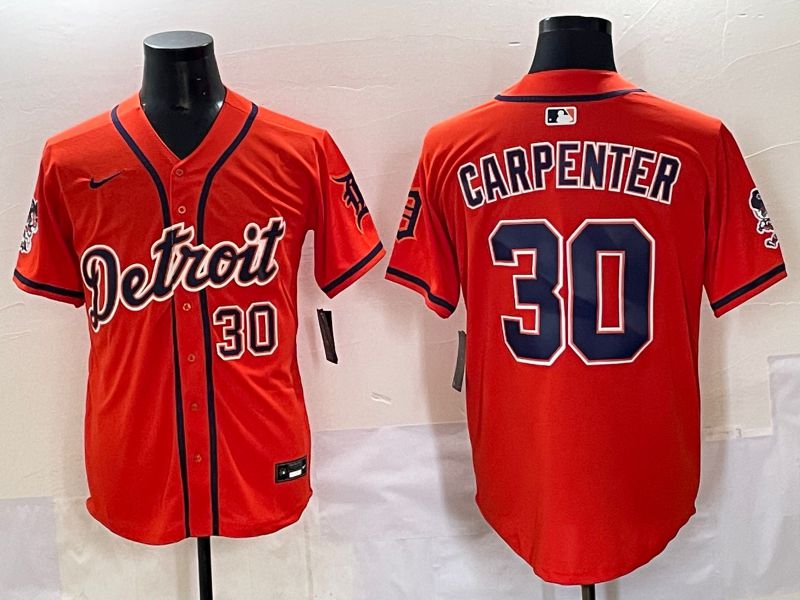 Men 2025 Detroit Tigers #30 Carpenter Orange Fashion Nike MLB Jersey style 7154